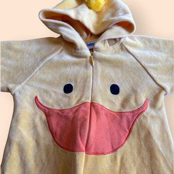 Vintage Baby Miniwear Yellow Duck Velour One Piece Outfit/Costume Sz 0/3 Mon - Picture 3 of 8